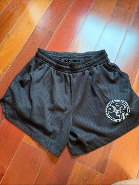 Black Athletic Mesh Training Shorts with Elastic Waist